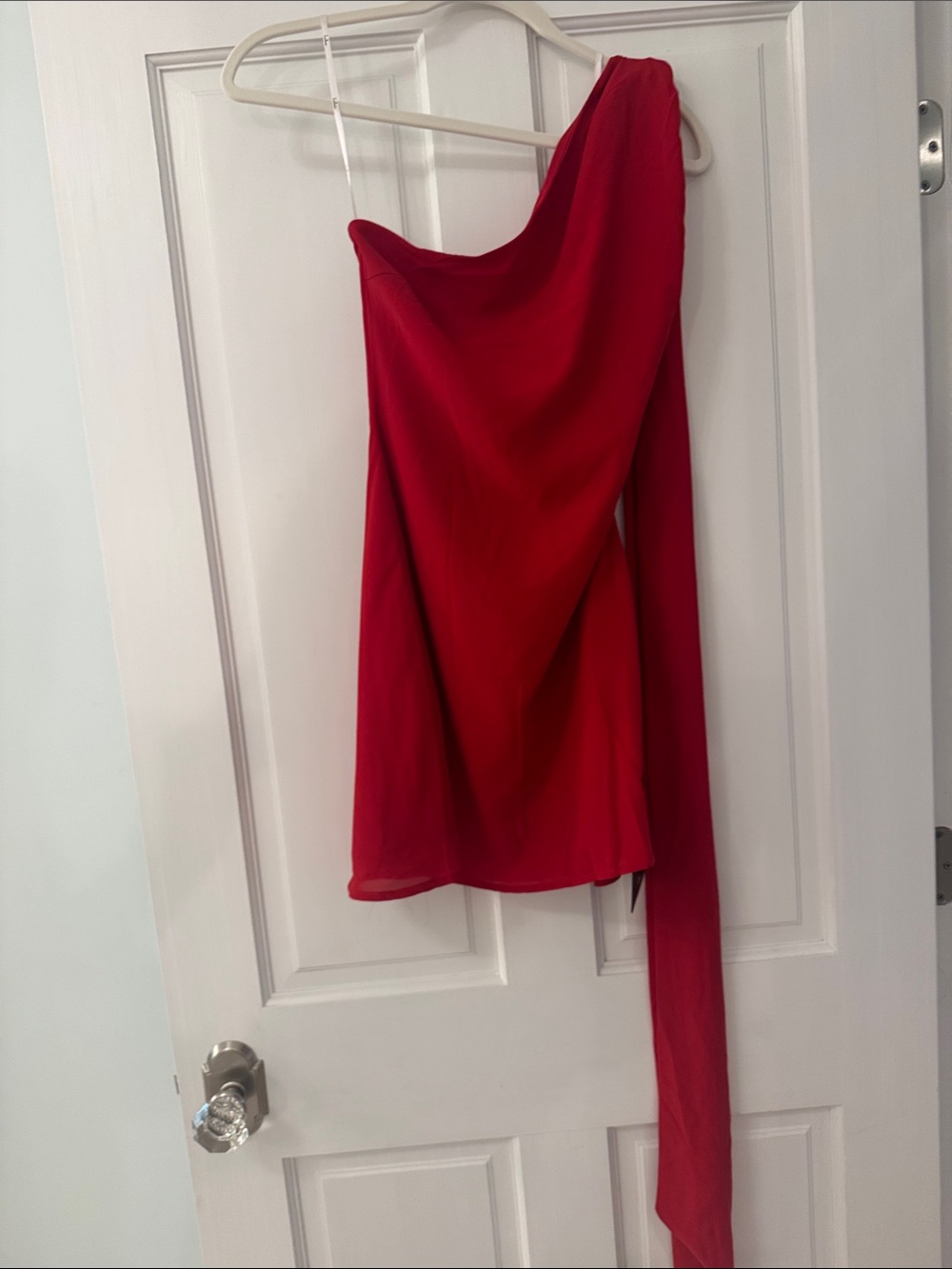 Lulu's Vibrant Red One-Shoulder Draped Dress